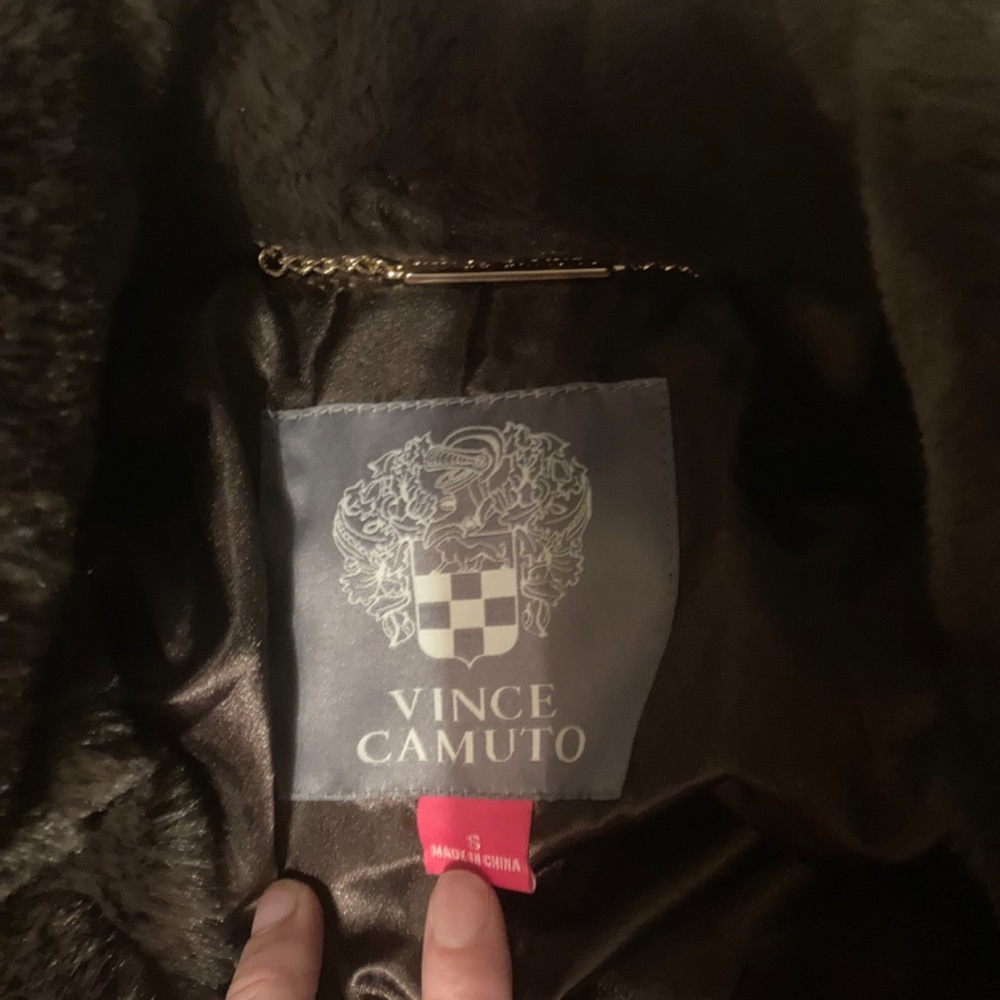 vince camuto faux fur coat chocolate brown spring easter - Picture 4 of 8